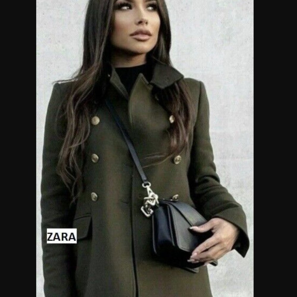 Zara Olive Pea Coat